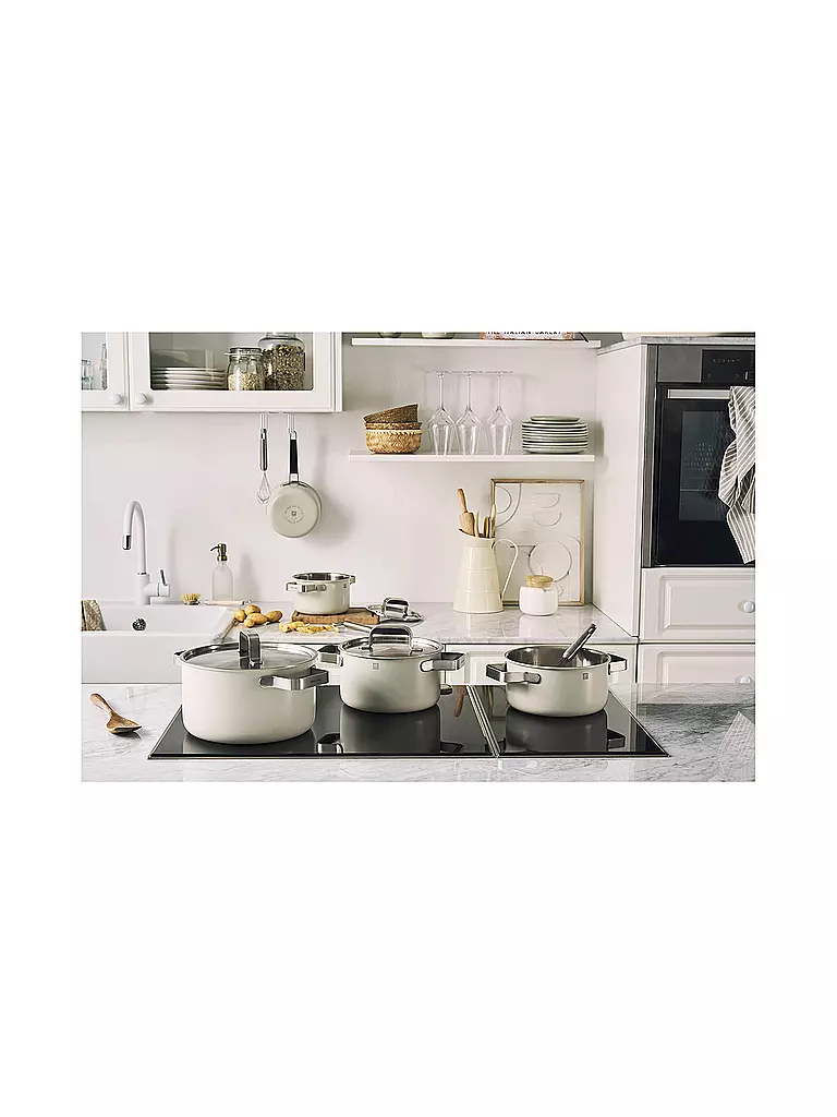 ZWILLING | Kochgeschirr - Set 5tlg. PURE Edelstahl / Elfenbein | dunkelgrün